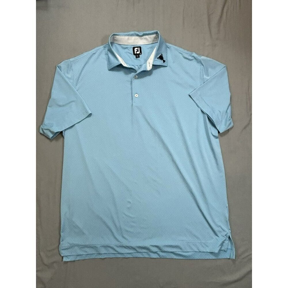 Footjoy Mens 2XL Blue White Micro Polka Dot Short Sleeve Golf Polo